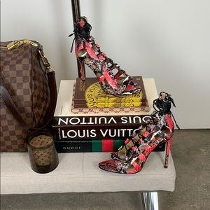 Aquazzura Snakeskin Printed Tie Heels // Sandals